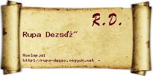Rupa Dezső névjegykártya